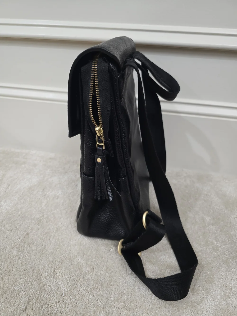 Foley + Corinna Black Pebbled Leather Backpack